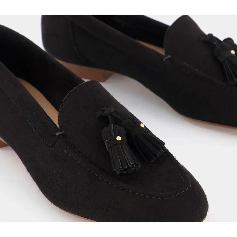 Office London Retro Black Leather Suede Loafers Size 39